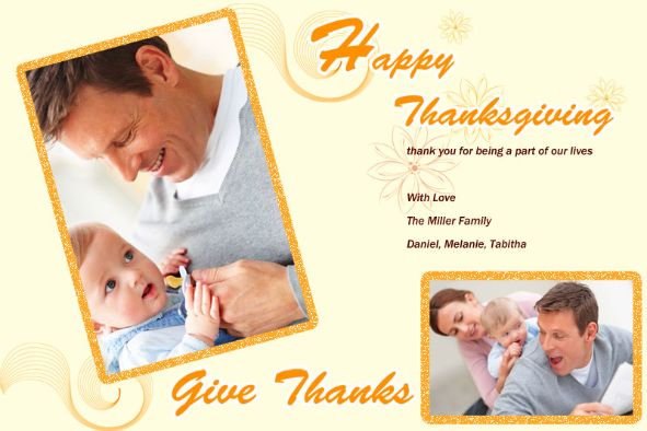 家族 photo templates 感謝祭のカード